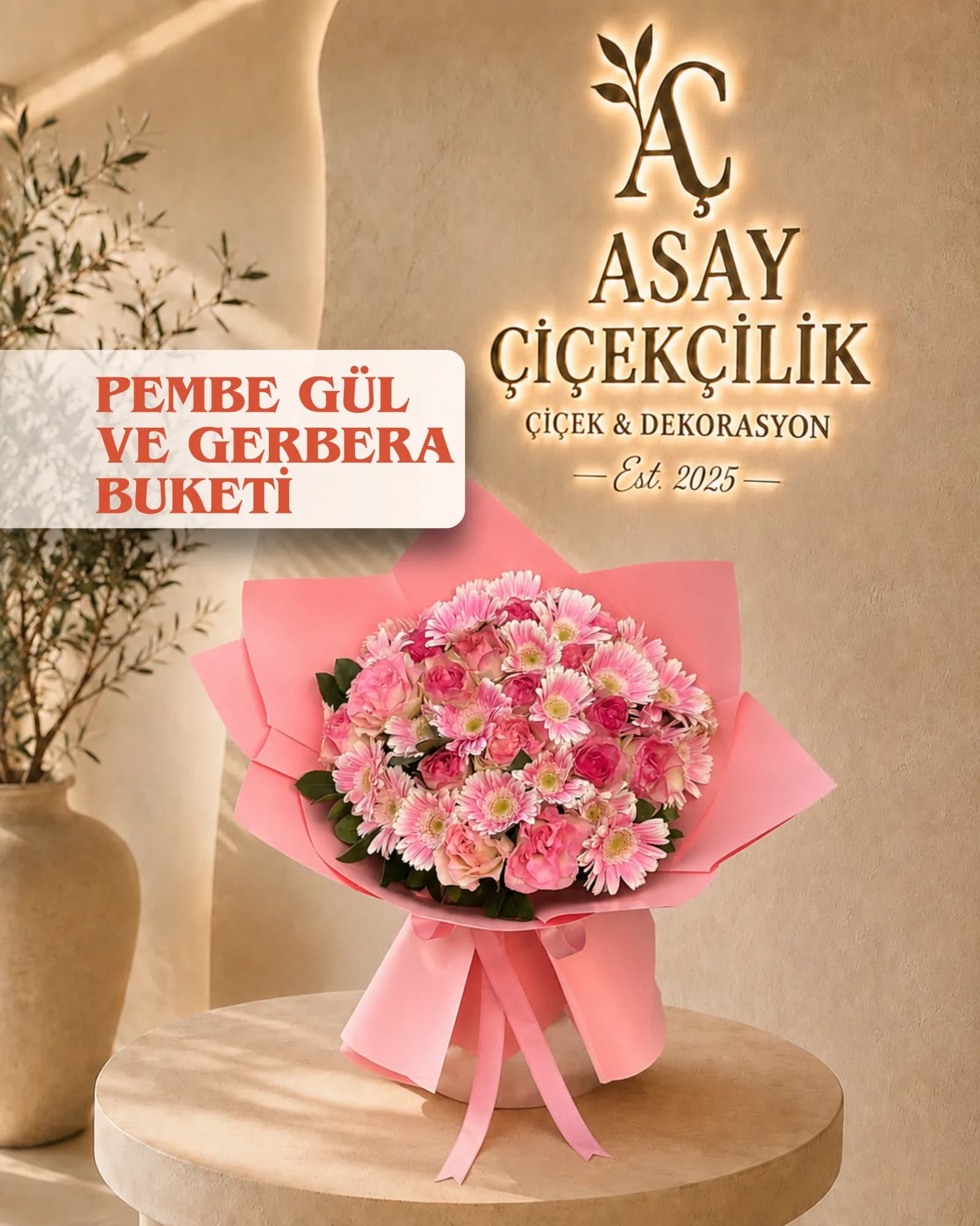 Pembe Gül & Gerbera Buketi